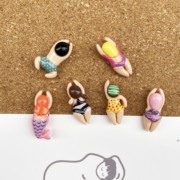6个套游泳小人创意造型，图钉毛毡软木板创意，墙面情景装饰按钉