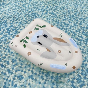 韩版儿童冲浪板滑水板卡通小熊，水上充气浮床带把手游泳圈戏水玩具
