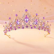 儿童头饰公主紫色宝石发卡女童发箍小女孩发饰头箍发夹子王冠