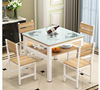 餐桌椅组合小户型四方桌正方形餐桌，经济型双层家用饭桌玻璃，方桌子(方桌子)
