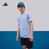 大童速干休闲三条纹短袖套装儿童夏季新款adidas阿迪达斯轻运动