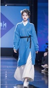 蓝色针织毛衣裙(毛衣裙)2023秋冬新中式女装国风气质高端高级感连衣裙