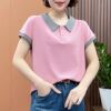 纯棉短袖T恤女2023夏季韩版中年妈妈时尚POLO领洋气减龄上衣