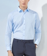 秋季长袖衬衫男商务，职业纯色方领正装，男士衬衣cvcb1395