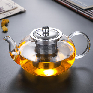 龙兮家用花茶壶套装功夫茶具加厚耐热玻璃茶壶不锈钢过滤泡茶壶