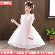 女童公主裙夏装蕾丝连衣裙学生，六一儿童节合唱小礼服，表演白纱裙子