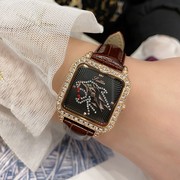 士手表女生韩版个性皮带镶钻潮流气质时尚方形石英真皮国产腕表
