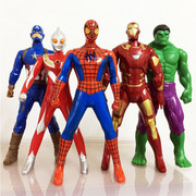 超级英雄旋转模型可动模型摆件蜘蛛侠钢铁人儿童动漫玩具男孩礼物