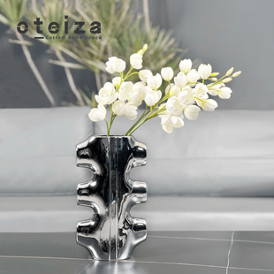 Oteiza现代树纹肌理艺术树脂花瓶样板间民宿客厅玄关抽象花器摆件