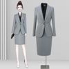 灰色西装套装女春秋通勤面试上班正式场合，职业套裙高级感西服外套
