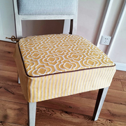 黄色美式欧式椅垫轻奢餐桌，椅套凳子垫布艺坐垫，屁垫透气可拆洗定制