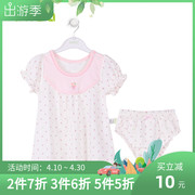 藤之木工房婴儿短袖连衣裙套装，薄款裙子宝宝，纯棉夏装睡裙套装417p