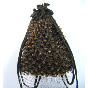 咖啡色珠网双肩背串珠网编织钩手工艺私人订制森女系民族风包包