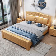 新中式全实木床1.8米双人床，1.5经济型单人床储物高箱床箱框主卧婚
