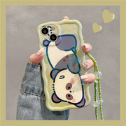 适用苹果14promax手机壳iphone13蓝光卡通，熊猫11可爱12网红女款，14全包硅胶13pro防摔链条12pro手机套