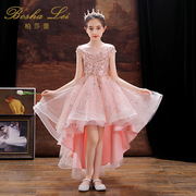 女童礼服模特走秀儿童公主裙蓬蓬裙粉色花童小主持人钢琴演出服