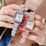 诗高迪方形风镶钻表带时尚手表女气质手链表女士手表