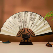 吉善10寸男扇中国古风折扇宣纸扇丝绸扇出国扇大尺寸夏天扇子