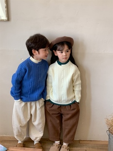 男童女童秋儿童套头，针织衫加厚假两件针织毛衣秋冬宝宝毛衣