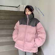 拼接pu皮棉服女2023年韩版宽松加厚学生ins面包服冬季外套潮