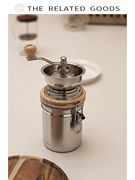 半集家手摇咖啡研磨机，不锈钢咖啡粉收纳罐，密封盒家用磨豆机器具