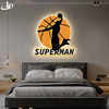 大男孩卧室床头装饰画LED灯儿童房间壁画NBA科比篮球主题玄关挂画