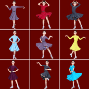 拉丁舞女童夏薄款艺考标准规定裙儿童考级规定服大裙摆少儿比赛服