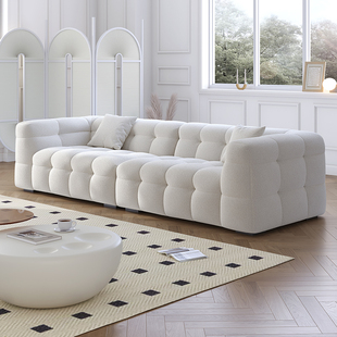 拉芙菲奶油风羊羔绒棉花糖果布艺沙发极简法式北欧BOBA泰迪绒沙发