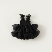 女宝宝黑色蛋糕连衣裙婴儿吊带一周岁礼服裙子女童仙气纱裙