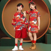 六一儿童节演出服中国风女童啦啦队，表演服装国潮班服男童唐装汉服