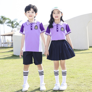 小学生校服夏季套装幼儿，园园服夏装纯棉，短袖儿童运动会班服四件套