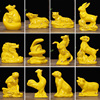 陶瓷小号12十二生肖黄色摆件，招财风水鼠牛虎属兔龙蛇马羊猴鸡狗猪