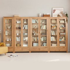 橡木现代简约书架置物架北欧书柜