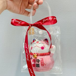 陶瓷招财猫喜糖空盒罐子创意结婚浪漫伴手回宝宝百日宴满月