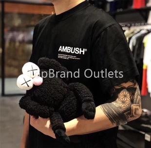 AMBUSH 18AW T-SHIRT TEE 基础短袖胸前字母LOGO印花 男女纯色T恤
