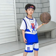 儿童篮球服套装男童小学生男生速干训练服黑色球衣男孩运动球服夏