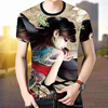 冰丝3d印花t恤短袖青年男士夏季龙老虎(龙老虎)豹子狼美女图案嘻哈流行酷
