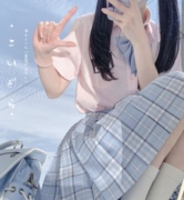 心脏地震粉色蓝色白色长袖基础衬衫春夏jk制服女士日系学院风