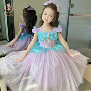 美人鱼公主裙迪士尼正版女孩，冰雪奇缘女童cos生日，礼服儿童纱裙子