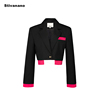 Stivanano撞色拼接直角肩短西装外套时尚气质设计感一粒扣短外套