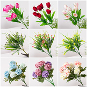 单支假花薰衣草仿真花束塑料花，小把花郁金香绢花，干花隔断花箱装饰