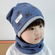 男童帽子早秋冬款儿童堆堆帽男孩帅气纯棉小孩宝宝洋气套头帽