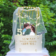 情人节蛋糕装饰摆件 浪漫求婚结婚礼亲嘴娃娃520情侣生日烘焙插件