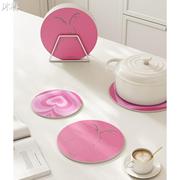 粉色芭比风杯垫餐桌隔热垫子锅垫碗垫隔热防烫大尺寸吸水垫沥水垫