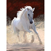 客厅玄关过道挂画竖幅动物白马装饰画手绘油画现代无框
