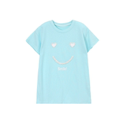 夏季儿童棉布圆领短袖裙子男女童通用笑脸图案微笑清新连衣裙