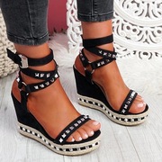 roman womens high heel sandals plus size 43 大码坡跟凉鞋女鞋
