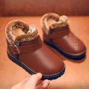 保暖短靴女童棉鞋防水加厚2023儿童秋冬季靴加绒雪地棉靴女款