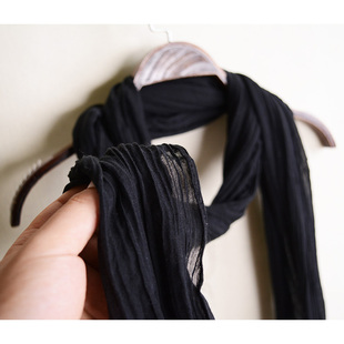 长条围巾细长款搭配装饰护颈黑色，围巾女秋冬季棉麻丝巾，优雅白紫色(白紫色)