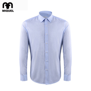 miquel米盖尔男士长袖衬衫，商务正装方领条纹，免烫修身高级感衬衫
